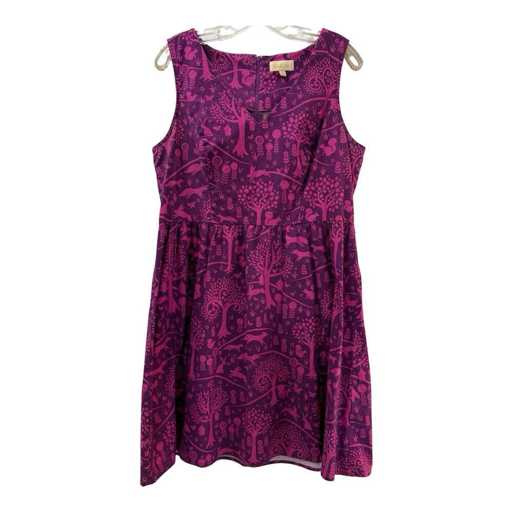 ModCloth Folks and Dreams Dress Size XL Pink Purple Forest Theme Sleeveless